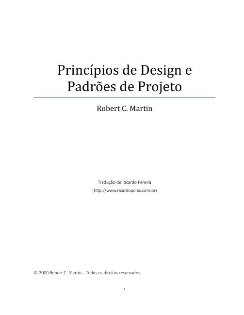 Capa de Princípios de Design e Padrões de Projeto